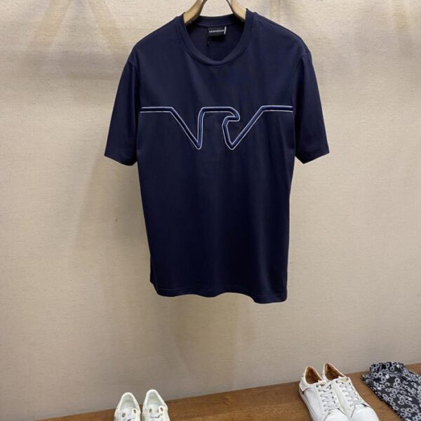 designer,replica,clothing,fake,1:1,lv,luxury,high quality EMPORIO ARMANI Eagle logo embroidery crew neck short sleeves
