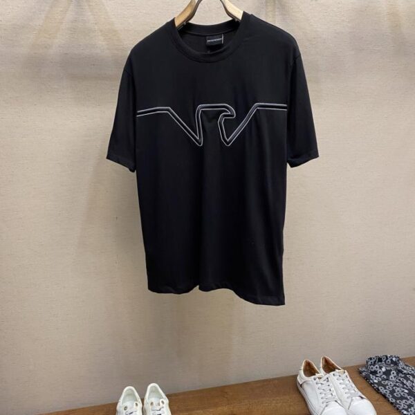 designer,replica,clothing,fake,1:1,lv,luxury,high quality EMPORIO ARMANI Eagle logo embroidery crew neck short sleeves