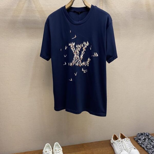 designer,replica,clothing,fake,1:1,lv,luxury,high quality Louis Vuitton New Arrival Ocean Sailing Navy Blue Short Sleeve T-Shirt