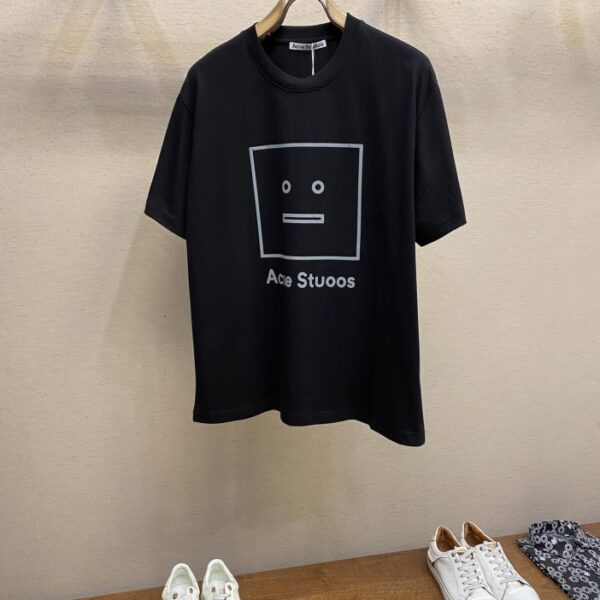 designer,replica,clothing,fake,1:1,lv,luxury,high quality Acne Studios cartoon smiley face 3D print short-sleeved T-shirt