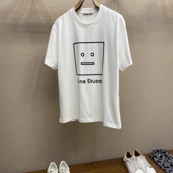 designer,replica,clothing,fake,1:1,lv,luxury,high quality Acne Studios cartoon smiley face 3D print short-sleeved T-shirt
