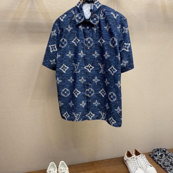 designer,replica,clothing,fake,1:1,lv,luxury,high quality Louis Vuitton Short Sleeve Shirt Monogram Regatta Print