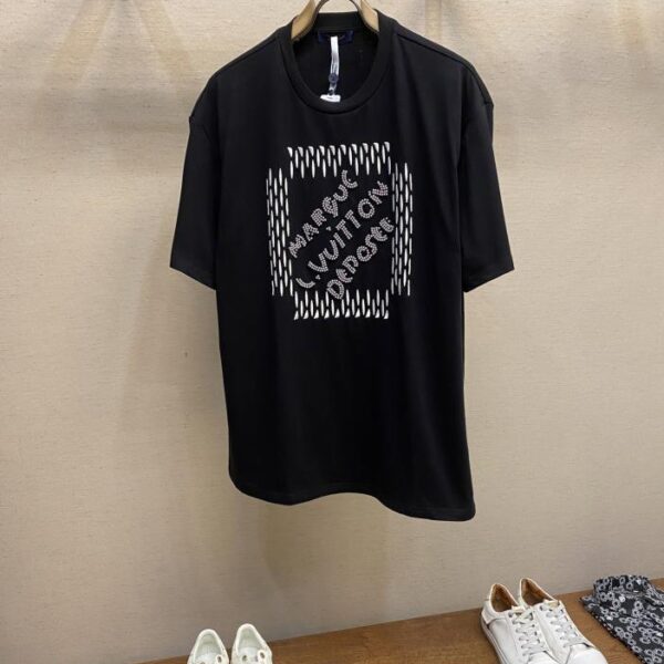 designer,replica,clothing,fake,1:1,lv,luxury,high quality Louis Vuitton heavyweight hand-beaded embroidered T-shirt