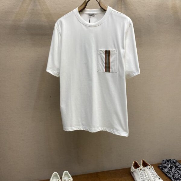 designer,replica,clothing,fake,1:1,lv,luxury,high quality Burberry Pocket Classic Web Logo Couple Short Sleeve T-Shirt