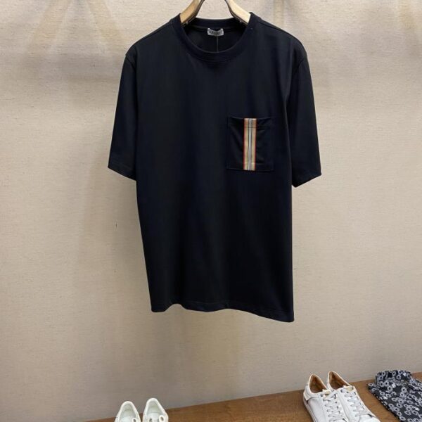 designer,replica,clothing,fake,1:1,lv,luxury,high quality Burberry Pocket Classic Web Logo Couple Short Sleeve T-Shirt