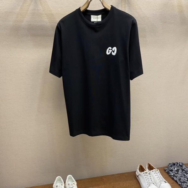 designer,replica,clothing,fake,1:1,lv,luxury,high quality Gucci GG25 craft upgrade ~ graffiti black short-sleeved T-shirt