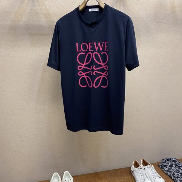 designer,replica,clothing,fake,1:1,lv,luxury,high quality Loewe contrast color large logo print couple short-sleeved T-shirt