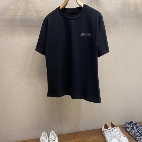 designer,replica,clothing,fake,1:1,lv,luxury,high quality Louis Vuitton Pharrell joint series fantasy gradient rhinestone embroidered four-leaf clover short-sleeved T-shirt