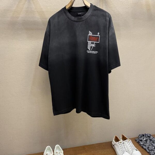 designer,replica,clothing,fake,1:1,lv,luxury,high quality AMIRI new heavy washed old cotton round neck short sleeves printed LOGO loose version unisex