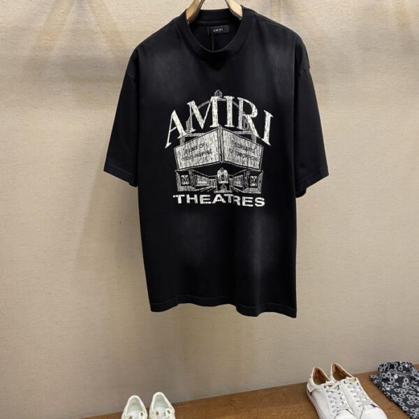designer,replica,clothing,fake,1:1,lv,luxury,high quality AMIRI new heavy washed old cotton round neck short sleeves printed LOGO loose version unisex