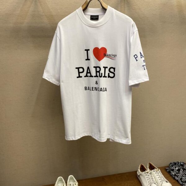 designer,replica,clothing,fake,1:1,lv,luxury,high quality Balenciaga I Love Paris Print Short Sleeve