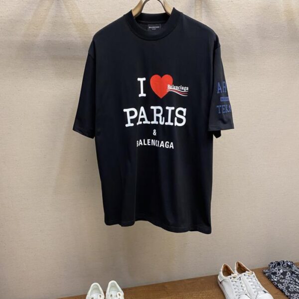 designer,replica,clothing,fake,1:1,lv,luxury,high quality Balenciaga I Love Paris Print Short Sleeve
