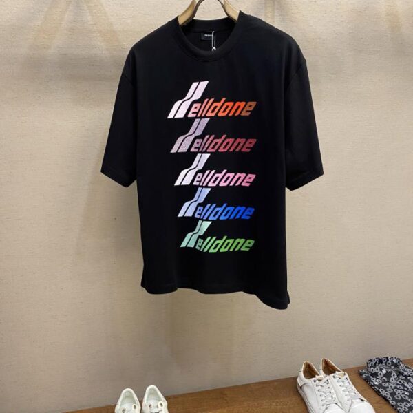 designer,replica,clothing,fake,1:1,lv,luxury,high quality welldone gradient printing hot diamond heavy cotton short sleeve T-shirt OS loose version
