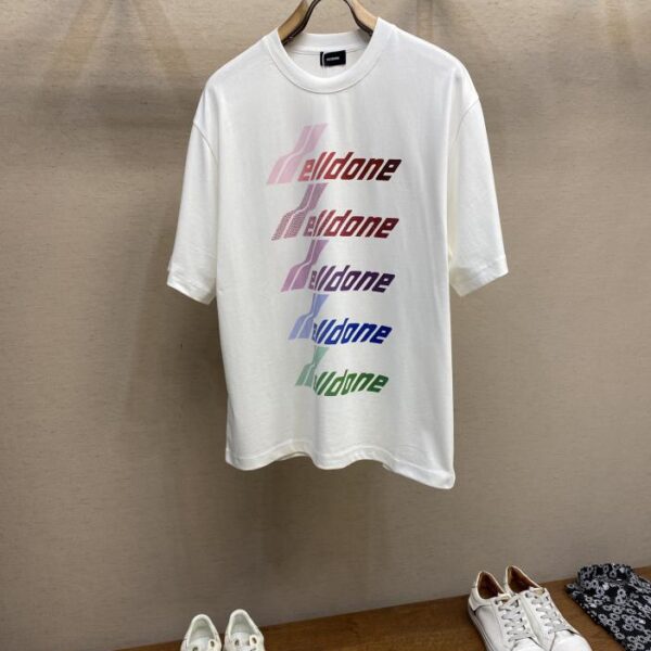 designer,replica,clothing,fake,1:1,lv,luxury,high quality welldone gradient printing hot diamond heavy cotton short sleeve T-shirt OS loose version