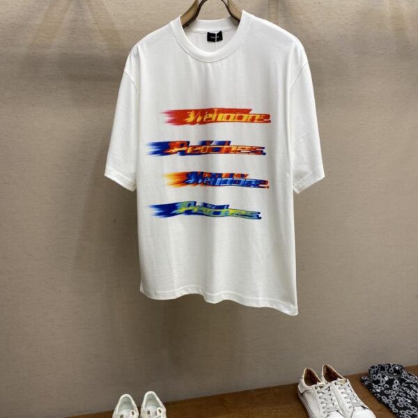 designer,replica,clothing,fake,1:1,lv,luxury,high quality welldone gradient Kangli direct injection colorful three-dimensional printing heavy cotton half-sleeved T-shirt OS loose version