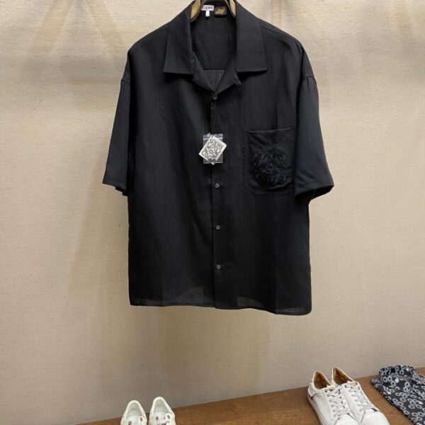 designer,replica,clothing,fake,1:1,lv,luxury,high quality Loewe embroidered linen short-sleeved shirt