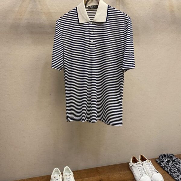 designer,replica,clothing,fake,1:1,lv,luxury,high quality LP Spring and Summer new LP style black and white striped round neck short-sleeved Polo shirt unisex T-shirt