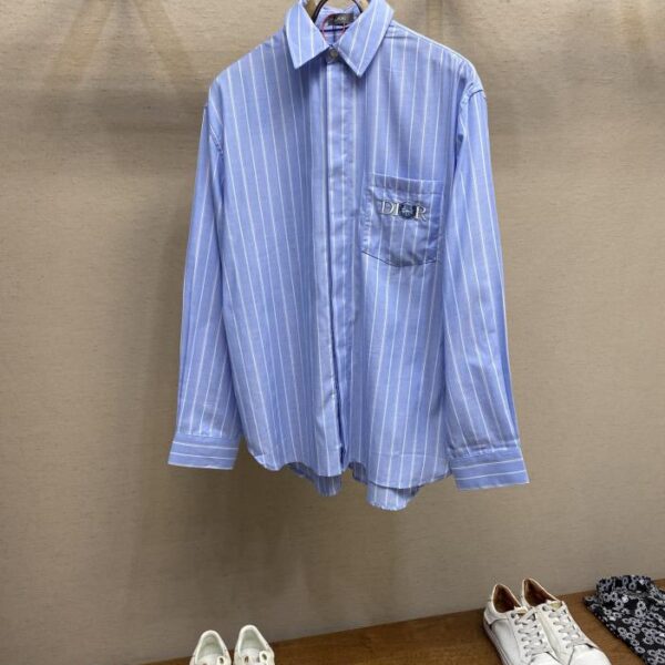 designer,replica,clothing,fake,1:1,lv,luxury,high quality Dior collaboration embroidered striped shirt