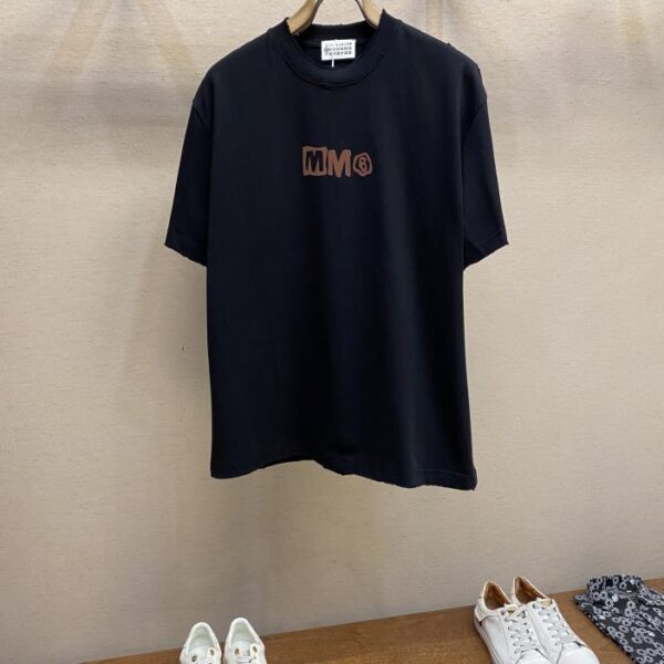 designer,replica,clothing,fake,1:1,lv,luxury,high quality MM6 Margiela Simple Black Casual Short Sleeve T-shirt Unisex