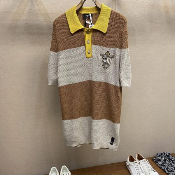 designer,replica,clothing,fake,1:1,lv,luxury,high quality Fendi Mixed Jersey Short Sleeve Polo Shirt