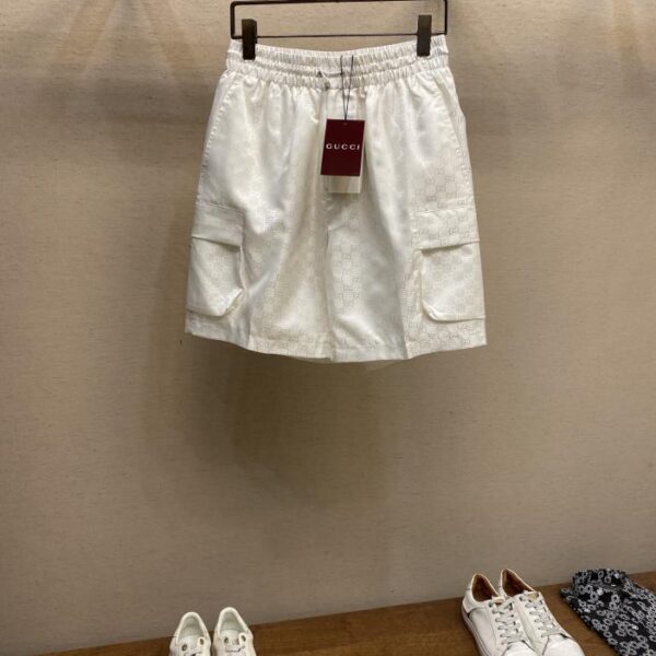 designer,replica,clothing,fake,1:1,lv,luxury,high quality Gucci Double G jacquard cargo pocket loose drawstring elastic shorts