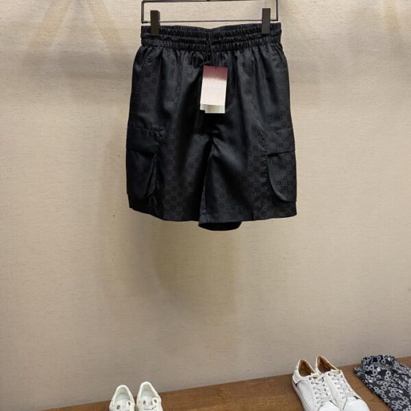 designer,replica,clothing,fake,1:1,lv,luxury,high quality Gucci Double G jacquard cargo pocket loose drawstring elastic shorts