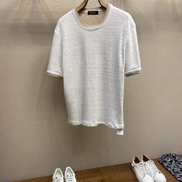 designer,replica,clothing,fake,1:1,lv,luxury,high quality LP Tencel linen custom-woven and dyed light luxury old money style casual short-sleeved T-shirt for men and women
