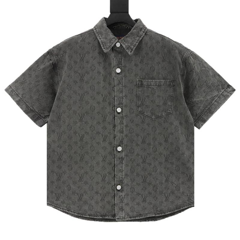 designer,replica,clothing,fake,1:1,lv,luxury,high quality Louis Vuitton full print old flower grey jacquard denim short sleeve shirt (B21C) designer,replica,clothing,fake,1:1,lv,luxury,high quality Louis Vuitton full print old flower grey jacquard denim short sleeve shirt (B21C)