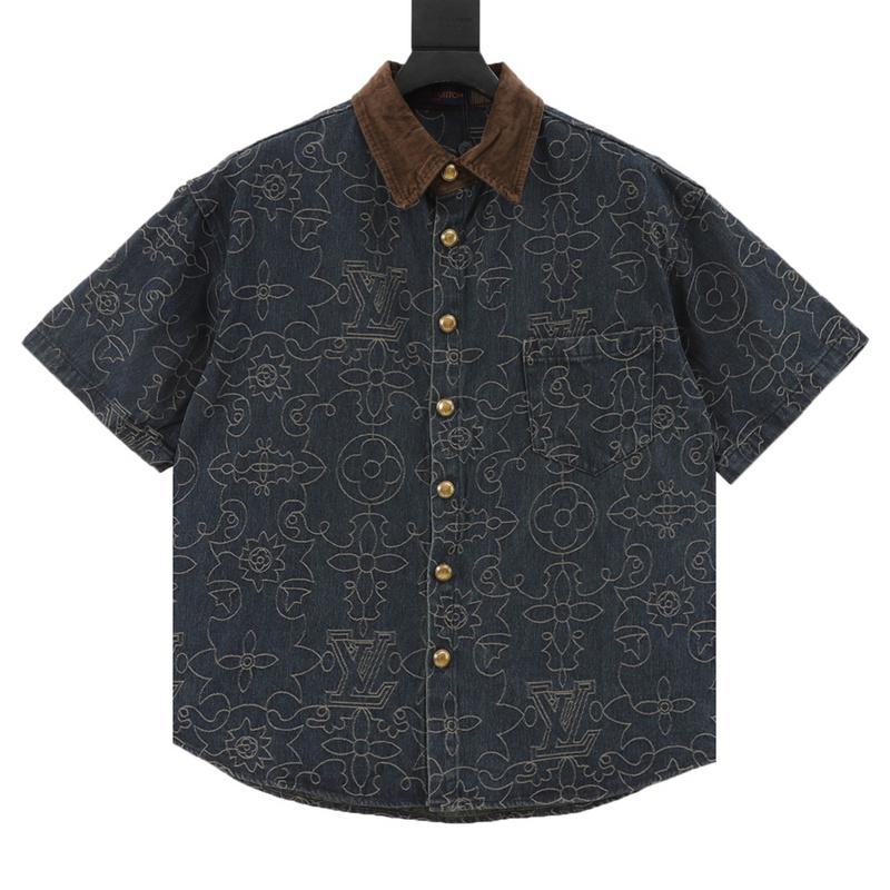 designer,replica,clothing,fake,1:1,lv,luxury,high quality Louis Vuitton Arabic pattern jacquard denim short-sleeved shirt (B082) designer,replica,clothing,fake,1:1,lv,luxury,high quality Louis Vuitton Arabic pattern jacquard denim short-sleeved shirt (B082)