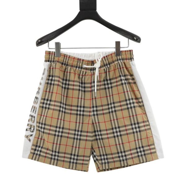 designer,replica,clothing,fake,1:1,lv,luxury,high quality Burberry Side Lettering Check Beach Shorts (8401)