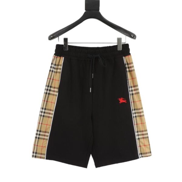designer,replica,clothing,fake,1:1,lv,luxury,high quality Burberry embroidered warhorse side panel plaid shorts (CBAF)