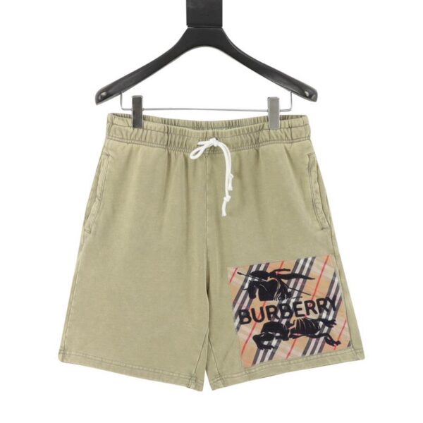 designer,replica,clothing,fake,1:1,lv,luxury,high quality Burberry Warhorse Towel Embroidery Plaid Patch Washed Distressed Color Shorts (6342)