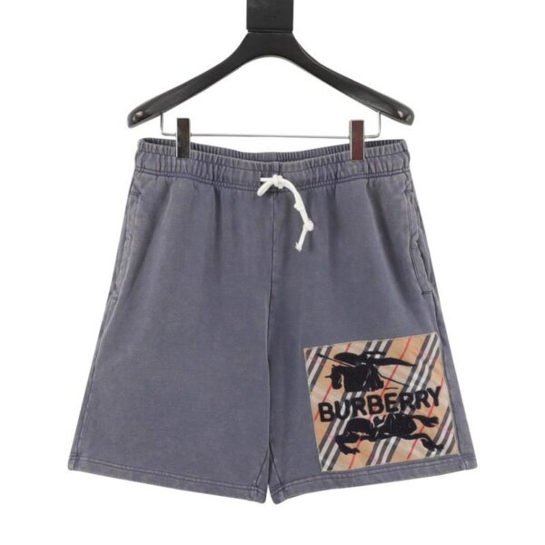 designer,replica,clothing,fake,1:1,lv,luxury,high quality Burberry Warhorse Towel Embroidery Plaid Patch Washed Distressed Color Shorts (C590)