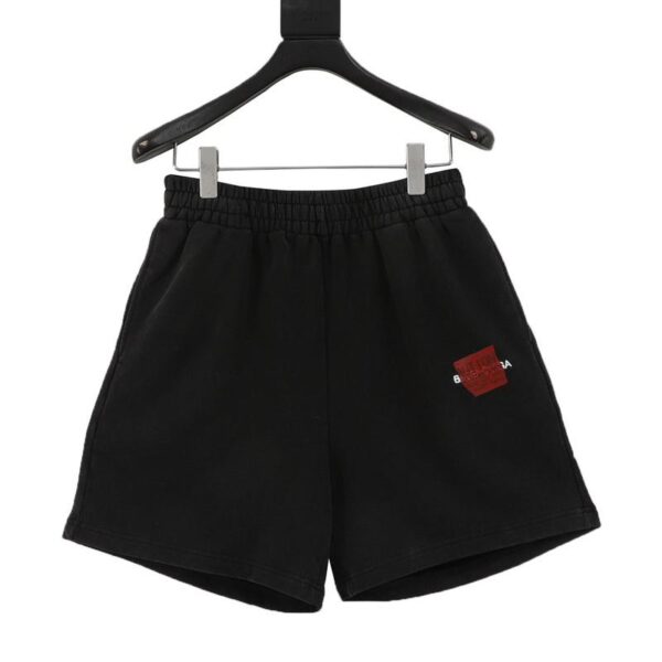 designer,replica,clothing,fake,1:1,lv,luxury,high quality Balenciaga Tape Logo Embroidered Washed Shorts (7A6F)