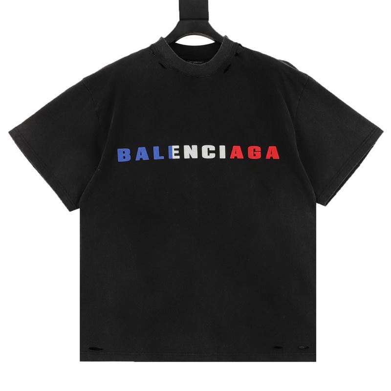 designer,replica,clothing,fake,1:1,lv,luxury,high quality Balenciaga English color LOGO foam printing washed and worn distressed short-sleeved T-shirt (7B3B) designer,replica,clothing,fake,1:1,lv,luxury,high quality Balenciaga English color LOGO foam printing washed and worn distressed short-sleeved T-shirt (7B3B)