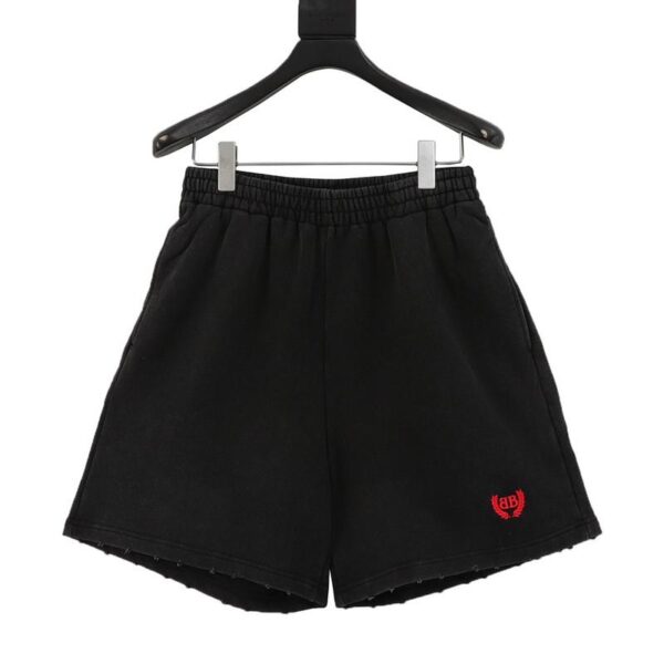 designer,replica,clothing,fake,1:1,lv,luxury,high quality Balenciaga wheat ear double B red label embroidered washed shorts (D13B)
