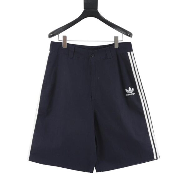 designer,replica,clothing,fake,1:1,lv,luxury,high quality Balenciaga 脳 AD joint embroidered three-bar navy blue work shorts (B1B0)