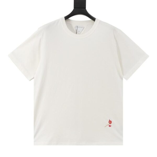 designer,replica,clothing,fake,1:1,lv,luxury,high quality BV Little Matchstick Embroidery Folded Sleeve Short Sleeve T-shirt (EF0B)