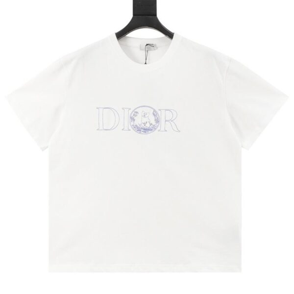 designer,replica,clothing,fake,1:1,lv,luxury,high quality Dior Blue Cat Embroidered Short Sleeve T-Shirt (2543)