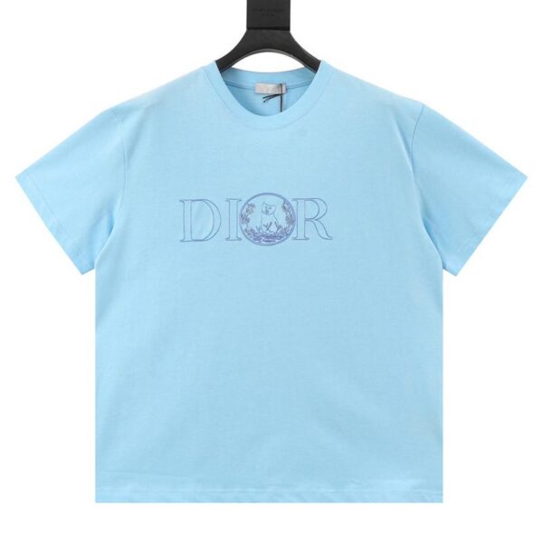 designer,replica,clothing,fake,1:1,lv,luxury,high quality Dior Blue Cat Embroidered Short Sleeve T-Shirt (EB68)