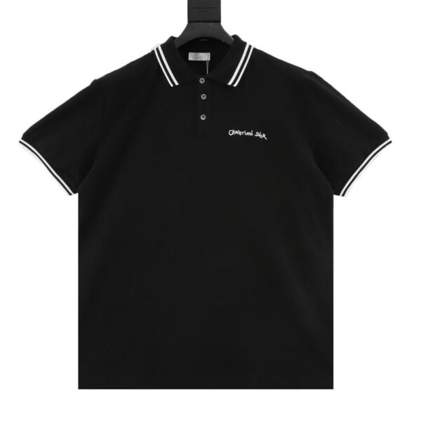 designer,replica,clothing,fake,1:1,lv,luxury,high quality Dior short-sleeved polo with cursive lettering embroidery (6D41)