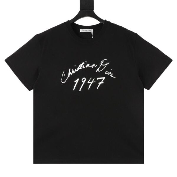 designer,replica,clothing,fake,1:1,lv,luxury,high quality Dior 47 logo slogan printed couple short sleeve TEE (D4AF)