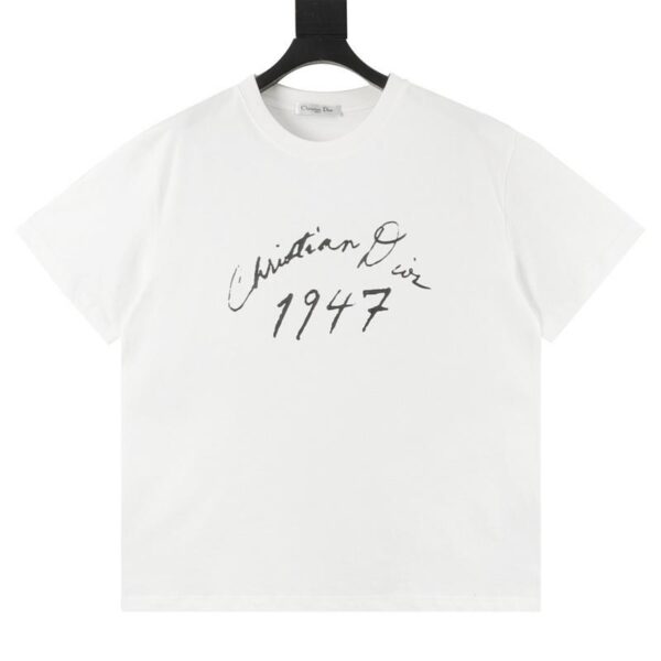 designer,replica,clothing,fake,1:1,lv,luxury,high quality Dior 47 logo slogan printed couple short sleeve TEE (EF1C)