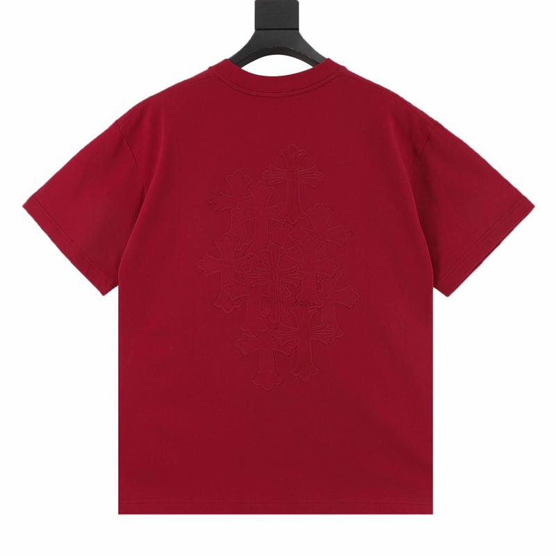 designer,replica,clothing,fake,1:1,lv,luxury,high quality Chrome Hearts Heavy Back Overlap Cross Patch Embroidered Short Sleeve T-Shirt (14AD)