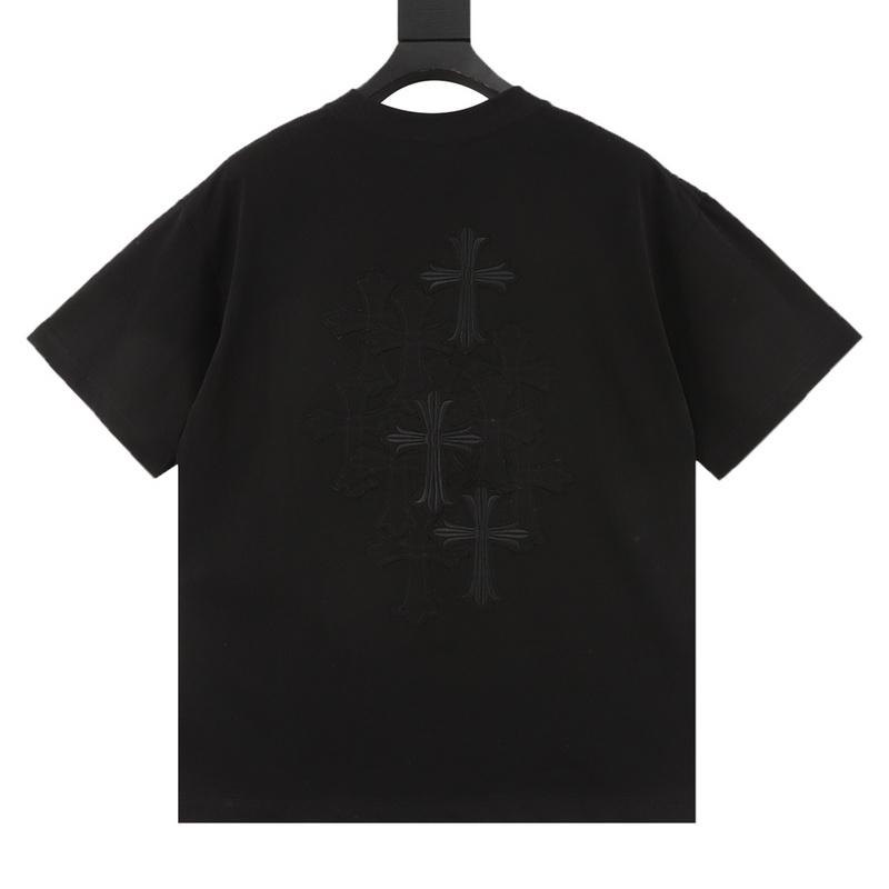 designer,replica,clothing,fake,1:1,lv,luxury,high quality Chrome Hearts Heavy Back Overlap Cross Patch Embroidery Short Sleeve T-Shirt (F48B)