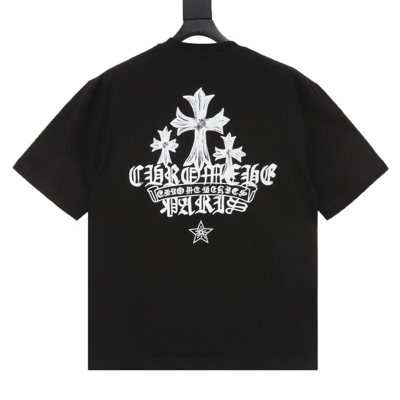 designer,replica,clothing,fake,1:1,lv,luxury,high quality Chrome Hearts Sanskrit cross distressed print short sleeves (E9D7)