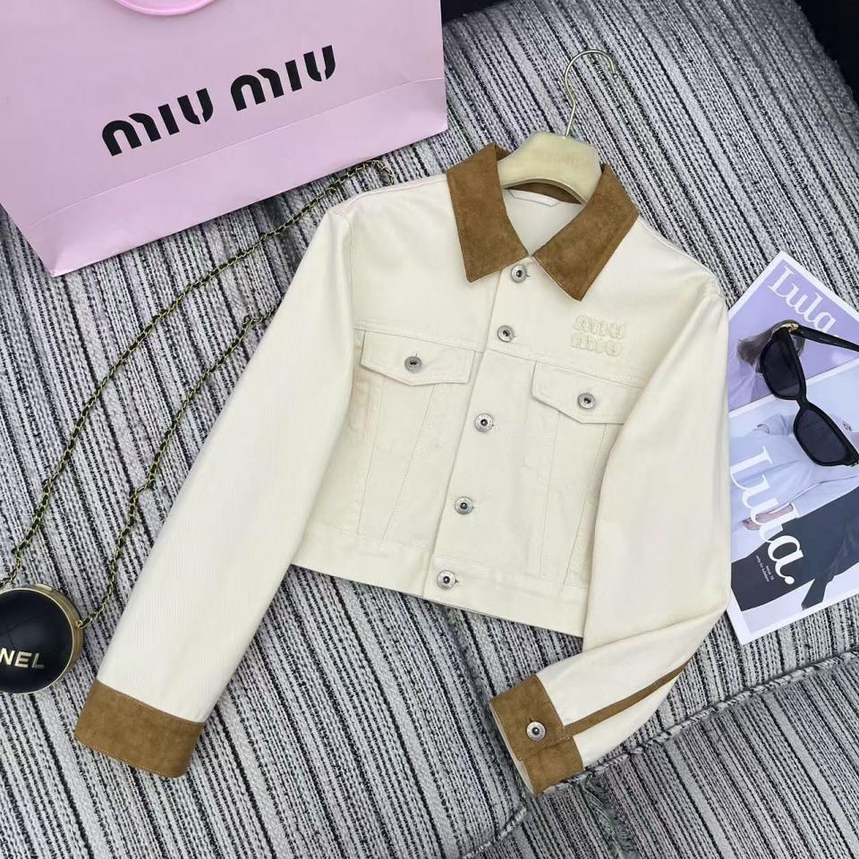 designer,replica,clothing,fake,1:1,lv,luxury,high quality Miu Miu new contrast suede lapel denim jacket designer,replica,clothing,fake,1:1,lv,luxury,high quality Miu Miu new contrast suede lapel denim jacket
