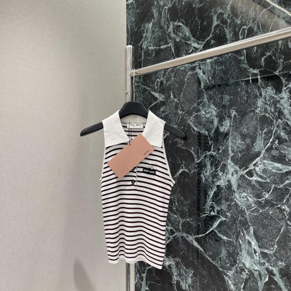 designer,replica,clothing,fake,1:1,lv,luxury,high quality Miu Miu summer new contrast striped lapel knitted vest designer,replica,clothing,fake,1:1,lv,luxury,high quality Miu Miu summer new contrast striped lapel knitted vest
