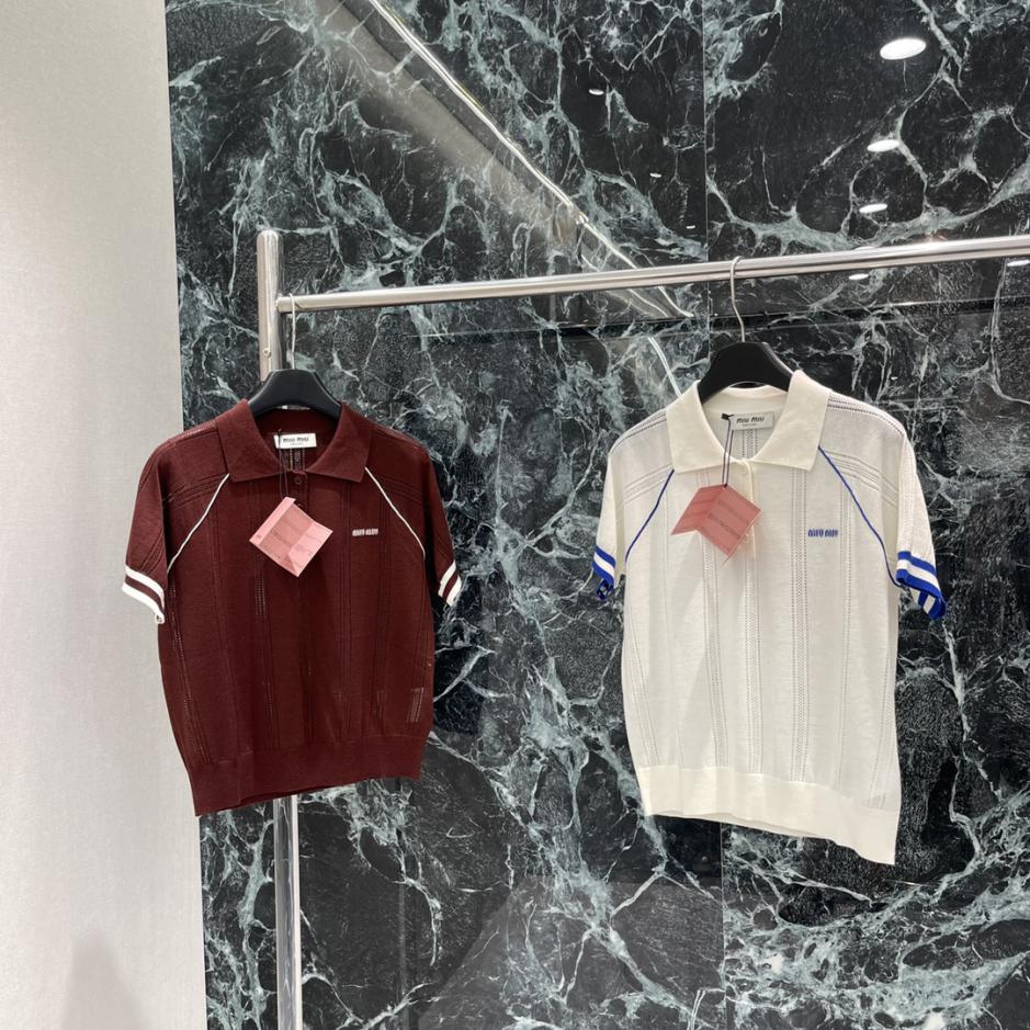 designer,replica,clothing,fake,1:1,lv,luxury,high quality Miu Miu summer new contrast color hollow knit short sleeves designer,replica,clothing,fake,1:1,lv,luxury,high quality Miu Miu summer new contrast color hollow knit short sleeves