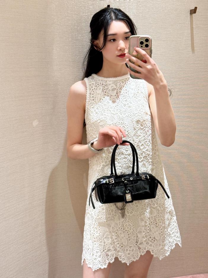 designer,replica,clothing,fake,1:1,lv,luxury,high quality Jory 25Ss Spring and Summer New Three-Dimensional Embroidered Lace Back Zipper Round Neck Dress